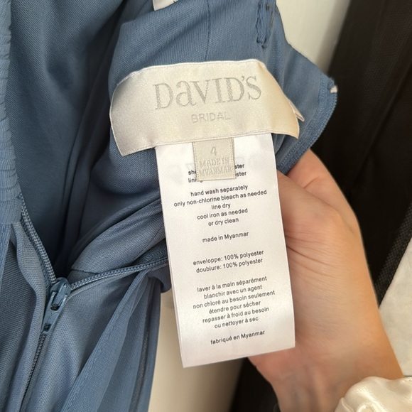 DAVIDS BRIDAL STEEL BLUE DRESS - Picture 7 of 8